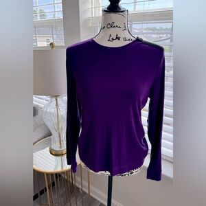 Ralph Lauren Womens Classic Zip Long Sleeve  Shirt purple